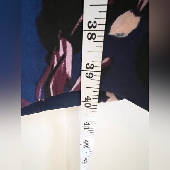 Adrianna Papell NWT blue floral short sleeve dress wedding guest office ruched - Picture 8 of 9